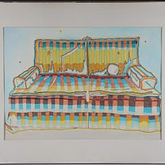 J. Bradford Contemporary Gouache and Marker Painting “Love Seat” circa 1976