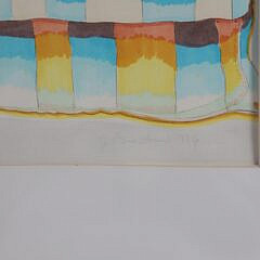 J. Bradford Contemporary Gouache and Marker Painting “Love Seat” circa 1976