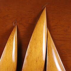 Vintage Carved Two-Masted Yacht Half Hull Plaque, circa 1950