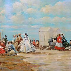 Contemporary Oil on Canvas “Beach Scene”