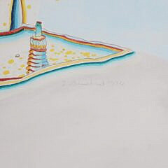 J. Bradford Contemporary Gouache and Marker Painting “Sewing Machine” circa 1976