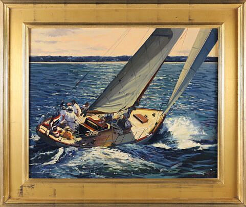 Louis Guarnaccia Oil on Canvas "Gleam Opera House Cup Race"