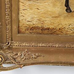 John M. Leod Oil on Canvas “Portrait of a Horse with Barnyard Dog”, dated July 8, 1863