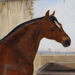 John M. Leod Oil on Canvas “Portrait of a Horse with Barnyard Dog”, dated July 8, 1863
