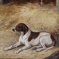 John M. Leod Oil on Canvas “Portrait of a Horse with Barnyard Dog”, dated July 8, 1863