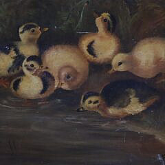 Pair of Oils on Panels “Barnyard Baby Chicks”, circa 1894
