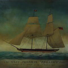 Two Antique Style English Merchant Ship Prints on Glass