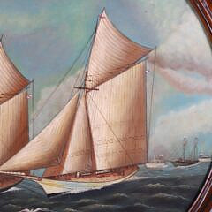 Round Oil on Panel “America’s Cup Race”
