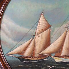 Round Oil on Panel “America’s Cup Race”