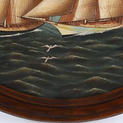 Round Oil on Panel “America’s Cup Race”