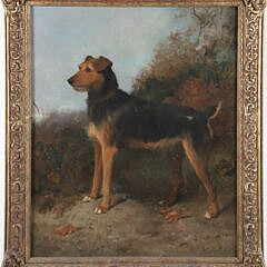 19th Century Oil on Canvas "Portrait of an Airdale"