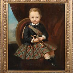 Oil on Canvas “Portrait of a Scottish Child with Trumpet”, 19th Century