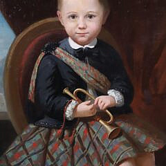 Oil on Canvas “Portrait of a Scottish Child with Trumpet”, 19th Century