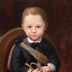 Oil on Canvas “Portrait of a Scottish Child with Trumpet”, 19th Century