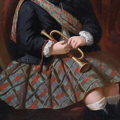 Oil on Canvas “Portrait of a Scottish Child with Trumpet”, 19th Century