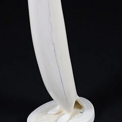 Ronald Apangalook Yupik Walrus Tusk Carving of a Cormorant with Baleen Beak and Eyes