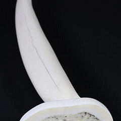 Ronald Apangalook Yupik Walrus Tusk Carving of a Cormorant with Baleen Beak and Eyes