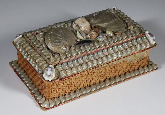 Victorian Shell Encrusted Lift Top Box