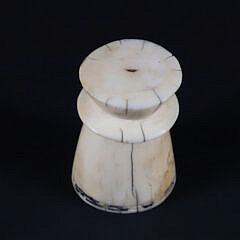 Antique Whaler Made Group of Three Hygiene Tools and One Carved Bone Cup with Scrimshaw Rim