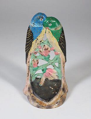 Antique "Love Birds" Painted Cast Iron Door Stop