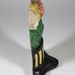 Antique Painted Cast Iron Tulip Flower Basket Doorstop