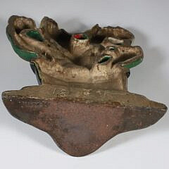Antique Painted Cast Iron Tulip Flower Basket Doorstop