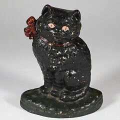 Antique Painted Cast Iron Cat Doorstop
