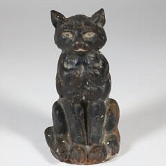 Antique Painted Cast Iron Cat Doorstop