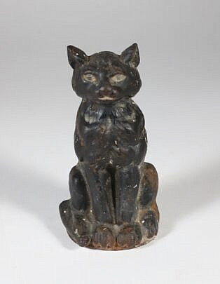 Antique Painted Cast Iron Cat Doorstop