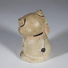Antique Painted Cast Iron Seated Cat Still Bank