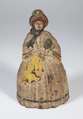 Antique Painted Cast Iron Figure of a Lady Doorstop
