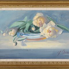 Gail Sharretts Oil on Canvas “Peonies” circa 1990