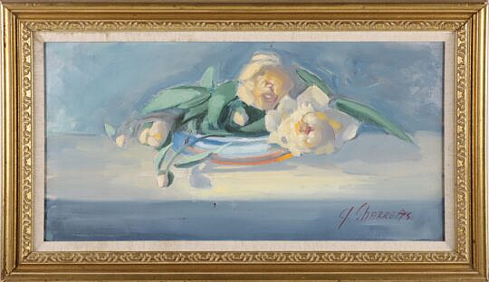 Gail Sharretts Oil on Canvas "Peonies" circa 1990