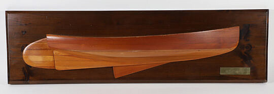 Frank Loud Hand Built "Hanley Catboat", with hand written details pertaining the catboat on reverse