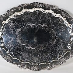 English Silver Plated Grape and Leaf Pattern Serving Tray