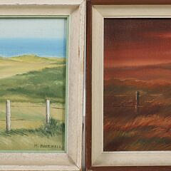 Two M. Rockwell Miniature Nantucket Oils on Artists Boards