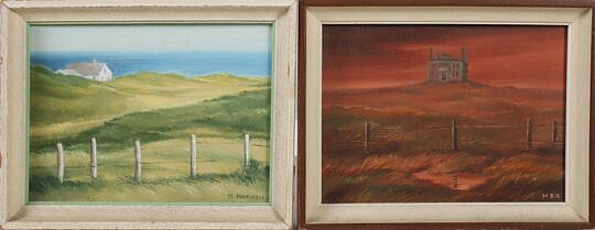 Two M. Rockwell Miniature Nantucket Oils on Artists Boards