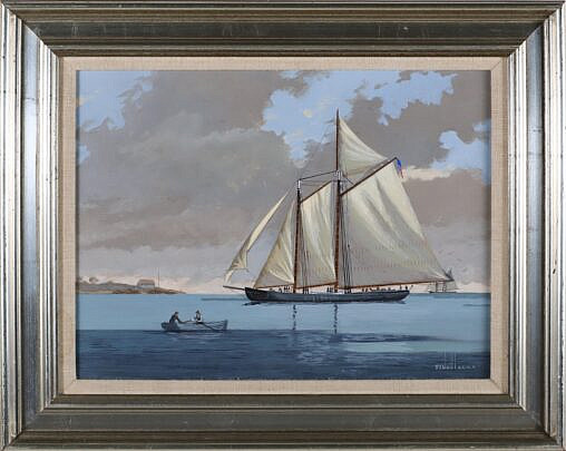 Ben Neill Oil on Panel "Easing Into Port"