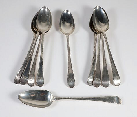 Set of 12 George III Sterling Silver Tablespoons, London 1770