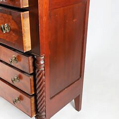 American Tiger Maple and Mahogany Chest of Drawers, circa 1840