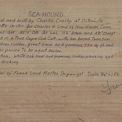 Frank Loud Hand Built Half Hull “Sea Hound” the Crosby Cat, 1911