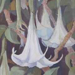 B. Evennett Vintage Oil on Board “Angel Trumpets” circa 1931