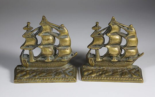 Pair of Frigate Cast Brass Bookends
