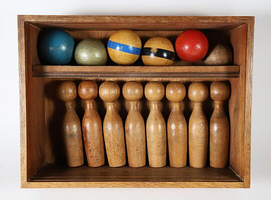 Ten Pins in Box, 19th Century