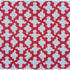 Vintage Red Monkey Wrench Patchwork Quilt