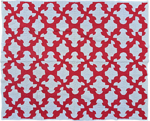 Vintage Red Monkey Wrench Patchwork Quilt
