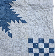 American Blue and White Calico Snowflake Pattern Quilt, 19th Century