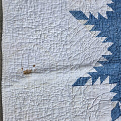 American Blue and White Calico Snowflake Pattern Quilt, 19th Century