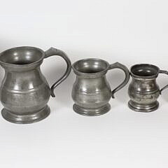 James Yates Set of 7 Nottingham Pewter Measures, 19th Century