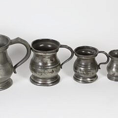 James Yates Set of 7 Nottingham Pewter Measures, 19th Century